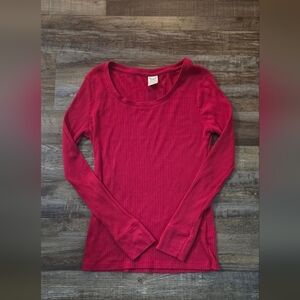 Faded Glory Women's Ribbed Long Sleeve Top - Deep Red